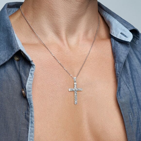 925 Sterling Silver Crucifix for Men - Silver Cross Pendant - Picture 2 of 5